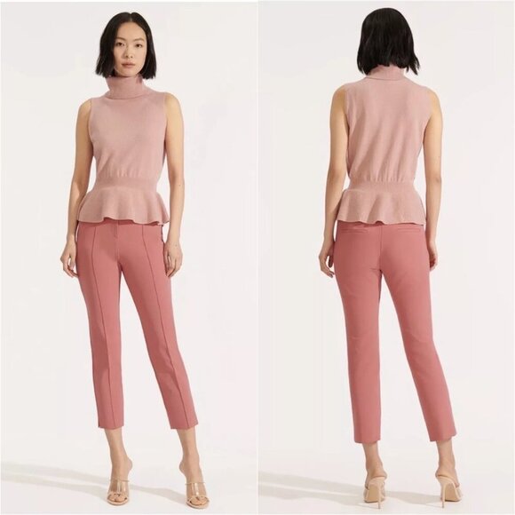 Veronica Beard Pink Straight Leg Ankle Crop Pants Size M - Picture 2 of 5